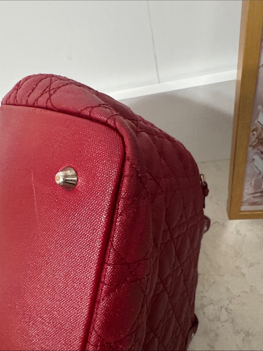 Dior Burgundy Quilted Tote with Signature Charms - Picture 6 of 13